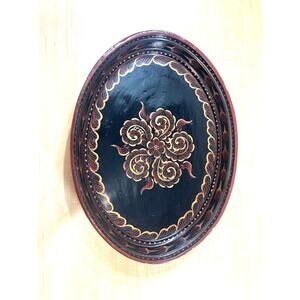 Nora Fenton Hand Painted Wooden Platter Serving Dish